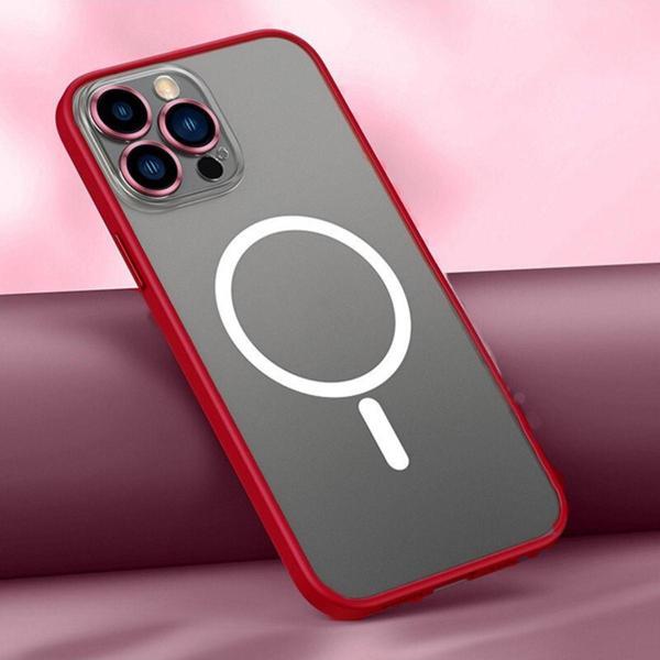Coverzone Iphone 13 Pro Max Ile Uyumlu Şeffaf Renkli Transparan Chatoyant Magsafe Uyumlu Kılıf Kırmızı - Image 1