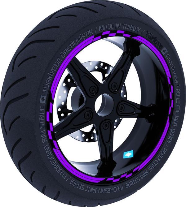 Moto GP Yarış Bayraklı Patlıcan Moru Jant Şeridi Sticker Çınar Extreme  - Image 1