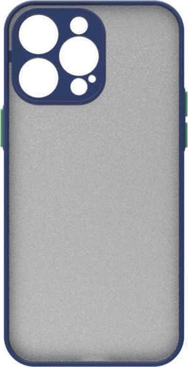 Coverzone Iphone 14 Pro Max Ile Uyumlu Kılıf Lastik Desen Kenar Kamera Korumalı Arkası Şeffaf Halx Lacivert - Image 1