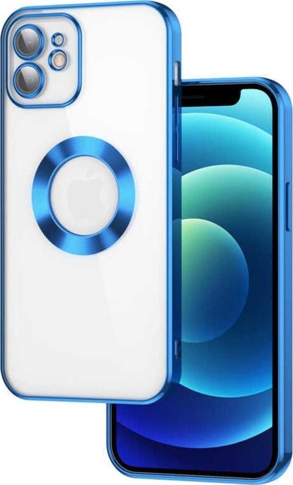 Coverzone Iphone 13 Ile Uyumlu Kılıf Kamera Korumalı Logo Gösteren Colored Z-omega Kapak Mavi - Image 1