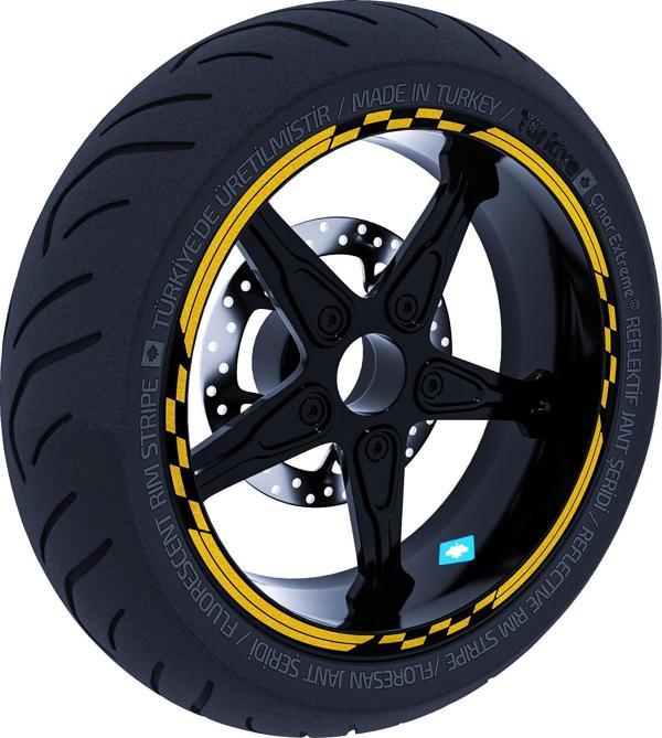 Moto GP Yarış Bayraklı Yaldızlı Gold Jant Şeridi Sticker Çınar Extreme  - Image 1