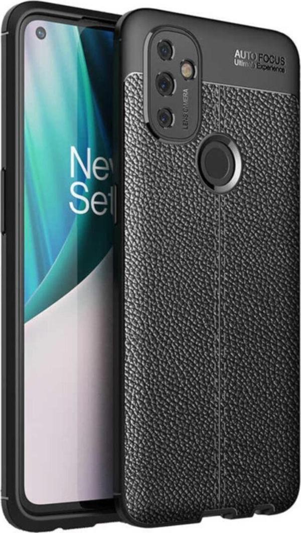 Coverzone Oneplus Nord N100 Uyumlu Niss Silikon Deri Görünümlü Siyah Kılıf - Image 1