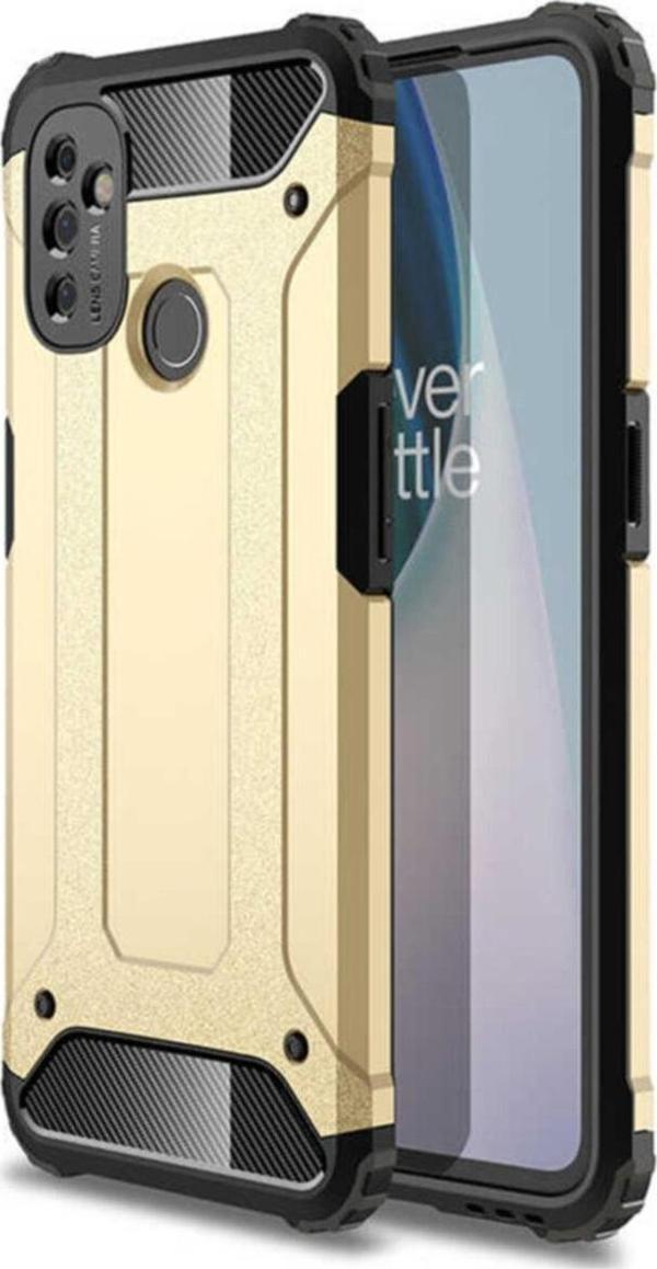 Coverzone Oneplus Nord Uyumlu Shockproof Slikon Zırh Gold Kılıf N100 - Image 1