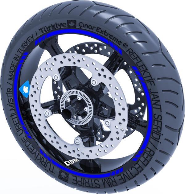 Reflektif Mavi 4 Parçalı Kesikli Jant Şeridi Sticker Çınar Extreme  - Image 1