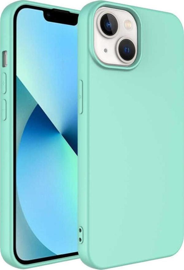 Coverzone Iphone 14 Ile Uyumlu Kılıf Kadife Iç Yüzey Silikon Vieri Kılıf Açık Yeşil - Image 1