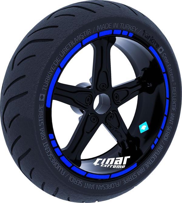 Reflektif Mavi Moto GP Stili Jant Şeridi Sticker Çınar Extreme  - Image 1