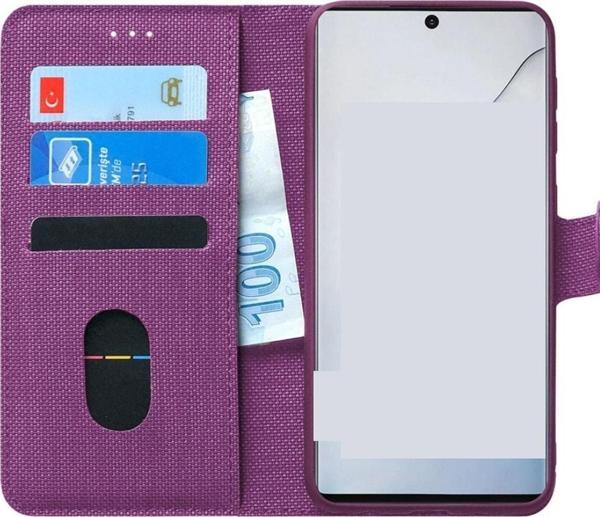 Coverzone Samsung Galaxy A34 Ile Uyumlu Kılıf Stand Olan Kartvizitli Ve Para Gözlü Kumaş Desen Cüzdan Kılıf - Image 1