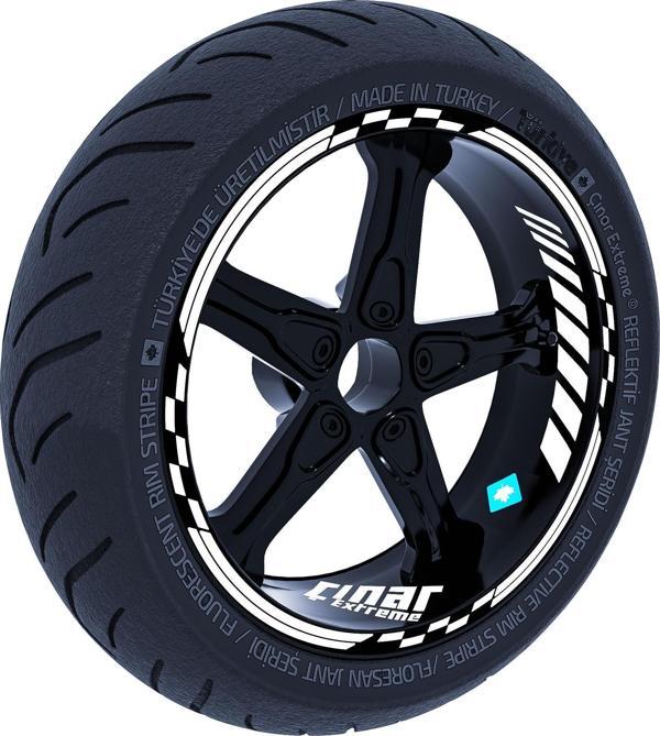Süt Beyaz Moto GP İç Dış Jant Şeridi Takım Sticker Çınar Extreme  - Image 1