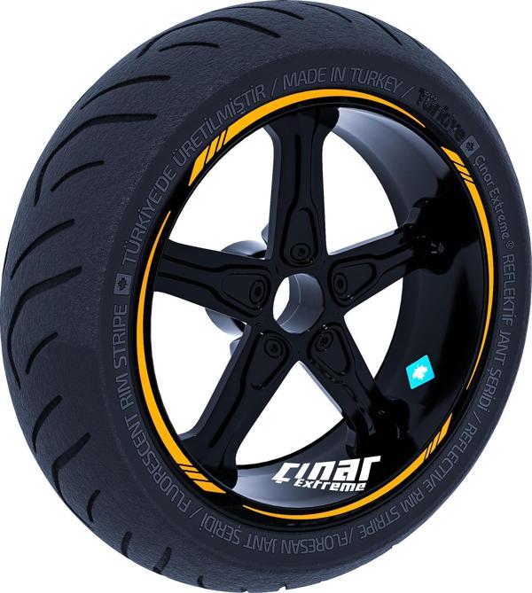 Taksi Sarısı 4 Parçalı Keskin Jant Şeridi Sticker Çınar Extreme  - Image 1