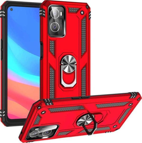 Coverzone Oppo A36 Ile Uyumlu Kılıf Shockprof Yüzük Tutuculu Vega Kırmızı - Image 1
