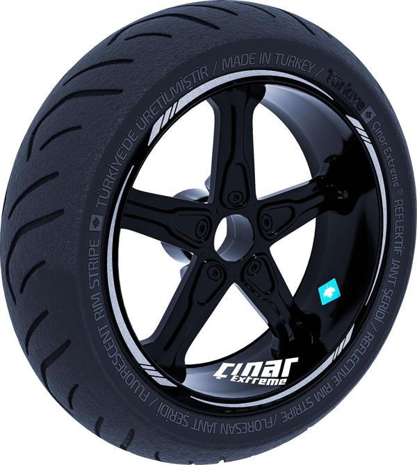 Yaldızlı Gümüş 4 Parçalı Keskin Jant Şeridi Sticker Çınar Extreme  - Image 1
