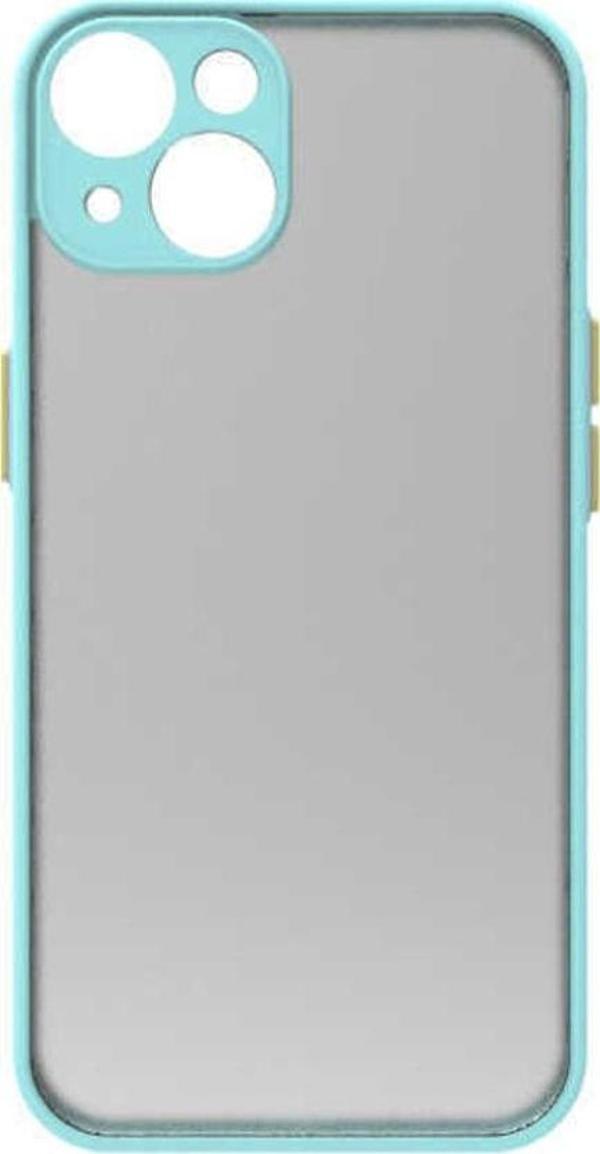 Coverzone Iphone 14 Ile Uyumlu Kılıf Lastik Desen Kenar Kamera Korumalı Arkası Şeffaf Halx Turkuaz - Image 1
