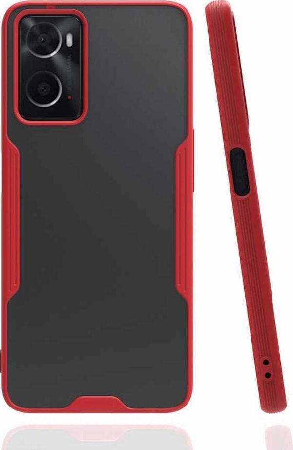 Coverzone Oppo A76 Ile Uyumlu Kılıf Renkli Kenar Perfe Tpu Silikon Kırmızı - Image 1