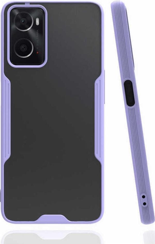 Coverzone Oppo A76 Ile Uyumlu Kılıf Renkli Kenar Perfe Tpu Silikon Mor - Image 1
