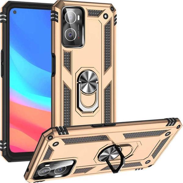 Coverzone Oppo A76 Ile Uyumlu Kılıf Shockprof Yüzük Tutuculu Vega Gold - Image 1