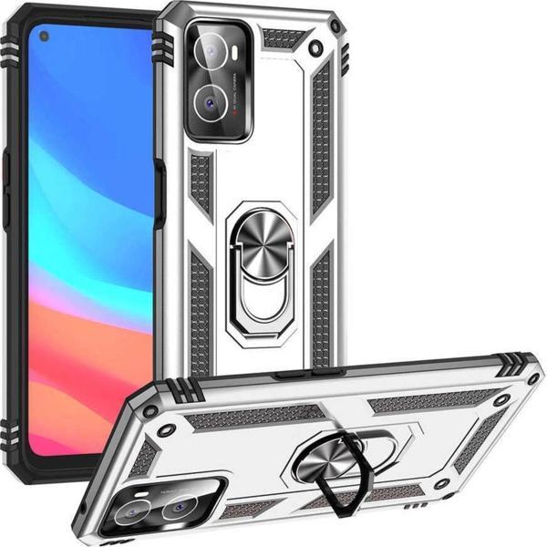 Coverzone Oppo A76 Ile Uyumlu Kılıf Shockprof Yüzük Tutuculu Vega Gri - Image 1