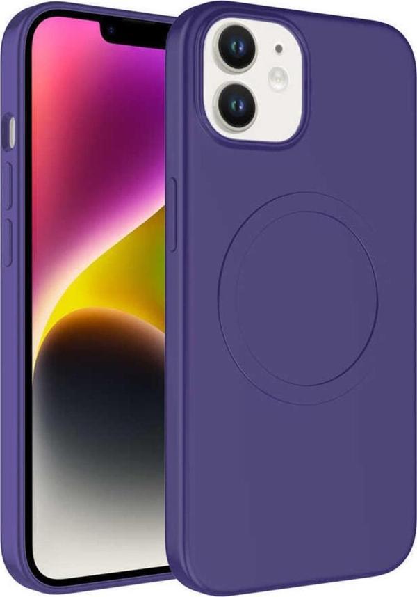 Coverzone Iphone 14 Ile Uyumlu Kılıf Magsafe Uyumlu Wireless Şarj Özellikli Pastel Color Silikon Kapak Mürdüm - Image 1