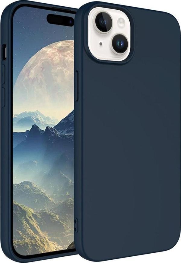 Coverzone iPhone 15 ile Uyumlu Kılıf Kadife Iç Yüzey Silikon Z-Mara Lansman Vieri Kılıf Lacivert - Image 1
