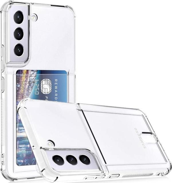 Coverzone Samsung Galaxy S22 Ultra Ile Uyumlu Transparent Pulisic Kartlıklı Antişok Kılıf Şeffaf - Image 1