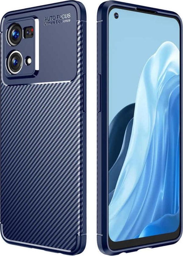 Coverzone Oppo Reno 7 4g Ile Uyumlu Kılıf Karbon Delüx Tpu Silikon Lacivert - Image 1