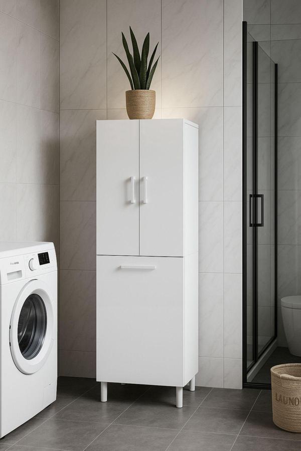Azzuri Furniture Asya Kirli Çamaşır Sepetli Banyo Kiler Oyuncak Çok Amaçlı Dolap Azr-10-11 - Image 1