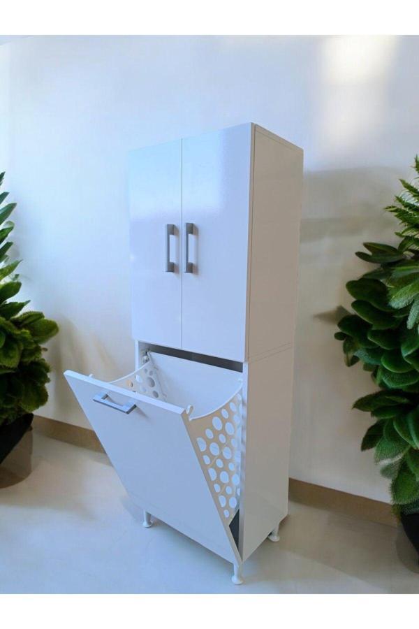 Azzuri Furniture Çok Amaçlı Banyo Kiler Çamaşır Sepetli Dolap - Image 1