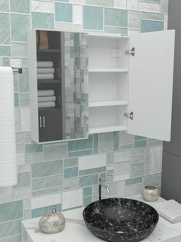 Azzuri Furniture Furniture Lavabo Üstü Aynalı 2 Kapaklı Banyo Dolabı Azr-6015 - Image 1