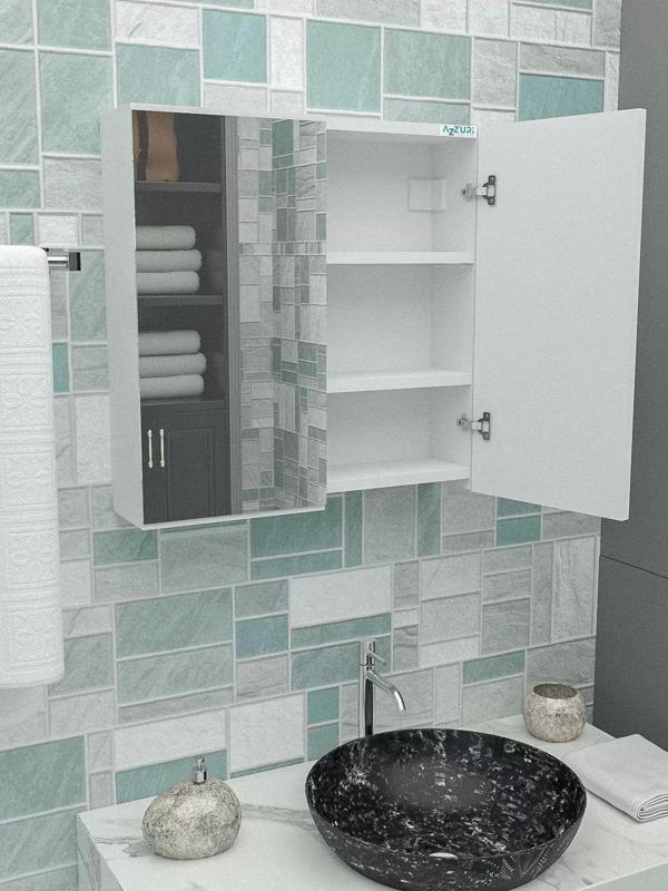 Azzuri Furniture Mebel Elyuyan Üstü Güzgülü 2 Qapılı Hamam Şkafı - Image 1