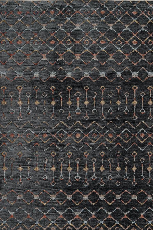 Siyah Geometrik Etnik Modern Desenli Pamuk Makinada Yıkanabilir Hav Toz Vermez Leke Tutmayan Kaymaz Taban Dijital Makine Baskı Salon Yolluk Mutfak Halı - Image 1