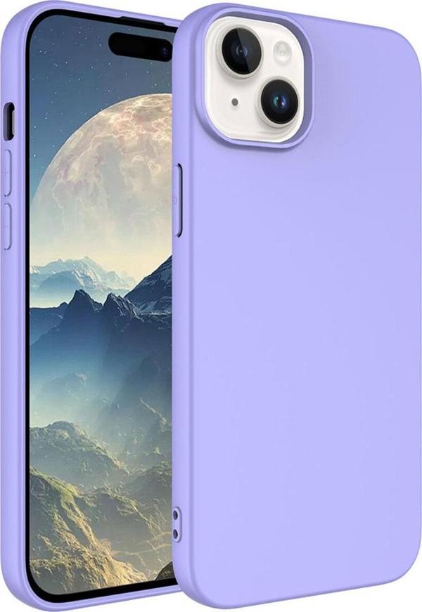 Coverzone iPhone 15 Plus ile Uyumlu Kılıf Kadife Iç Yüzey Silikon Z-Mara Lansman Vieri Kılıf Lila - Image 1