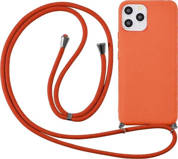 Coverzone Iphone 14 Plus Ile Uyumlu Ipli Boyun Askılı Silikon Kılıf Kadife Iç Yüzeyli Epiphany Kılıf Turuncu - Image 1