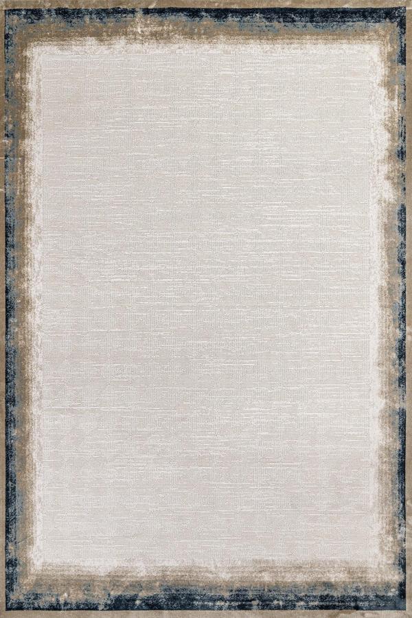 Krem Çerçeveli Etnik Modern Desenli Pamuk Makinada Yıkanabilir Hav Toz Vermez Leke Tutmayan Kaymaz Taban Dijital Makine Baskı Salon Yolluk Mutfak Halı - Image 1