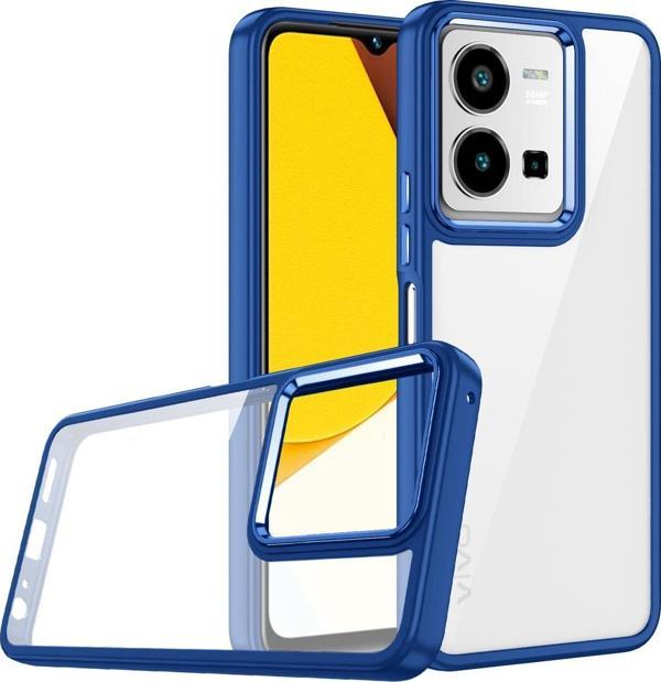 Coverzone Vivo Y16 Ile Uyumlu Kılıf Kontrast Renk Tasarımlı Cynosure Kapak Lacivert - Image 1