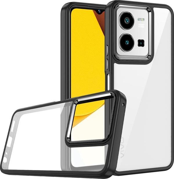 Coverzone Vivo Y16 Ile Uyumlu Kılıf Kontrast Renk Tasarımlı Cynosure Kapak Siyah - Image 1