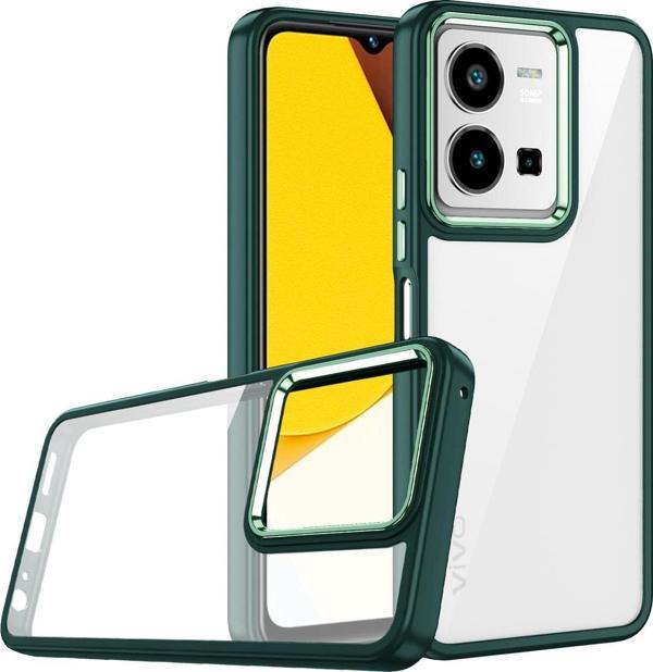 Coverzone Vivo Y16 Ile Uyumlu Kılıf Kontrast Renk Tasarımlı Cynosure Kapak Yeşil - Image 1