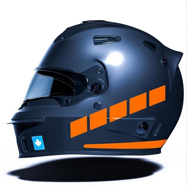 Şerit Tasarımlı Alev Turuncusu Motosiklet Kask Sticker Çınar Extreme  - Image 1
