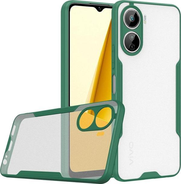 Coverzone Vivo Y16 Ile Uyumlu Kılıf Pastel Renkli Kenar Perfe Tpu Mat Yüzeyli Silikon Kılıf Koyu Yeşil - Image 1