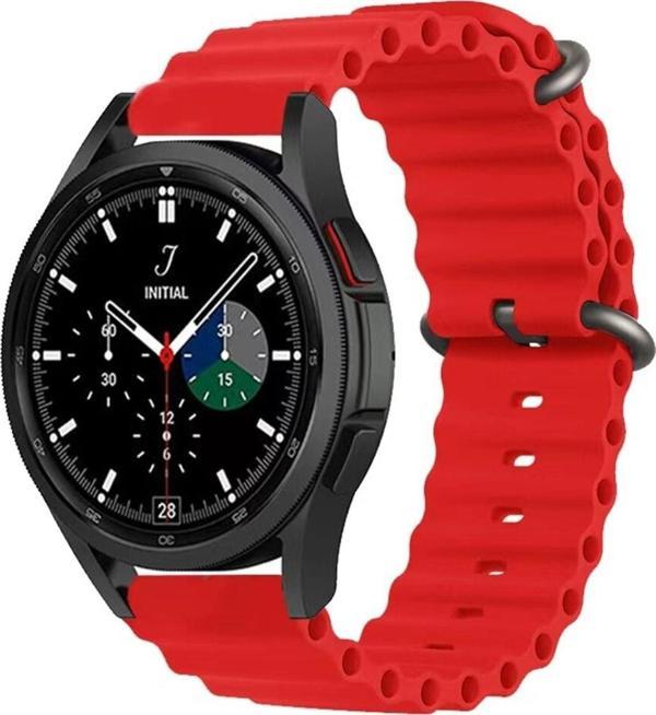 Coverzone Samsung Gear S2 Ile Uyumlu 42mm Quintessential Kabartmalı Metal Tokalı Kordon Kırmızı - Image 1