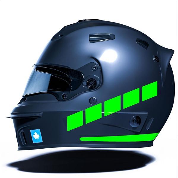 Şerit Tasarımlı Floresan Yeşil Motosiklet Kask Sticker Çınar Extreme  - Image 1