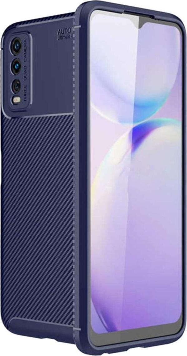 Coverzone Vivo Y20 Kılıf Karbon Delüx Tpu Silikon Lacivert - Image 1