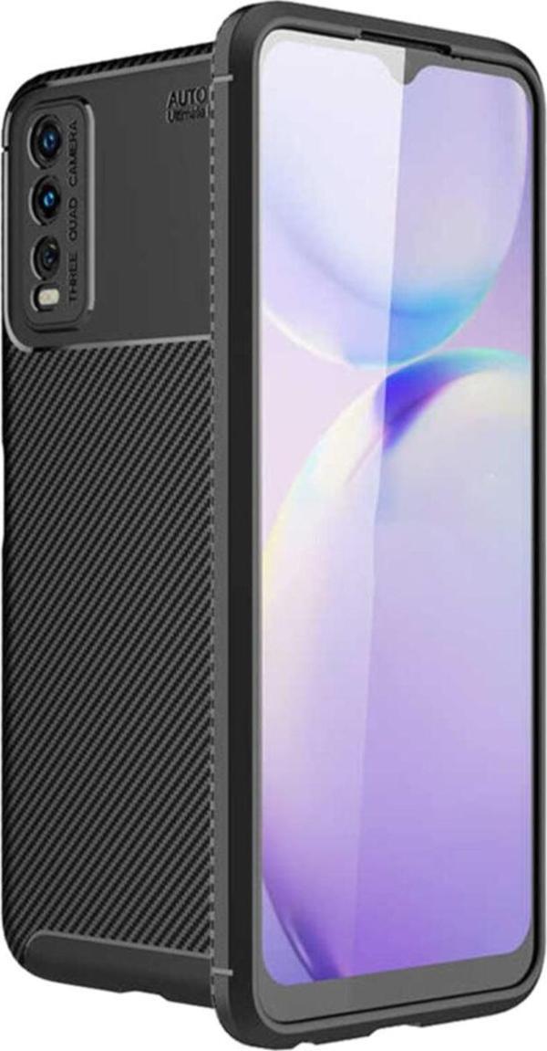 Coverzone Vivo Y20s Kılıf Karbon Delüx Tpu Silikon Siyah - Image 1