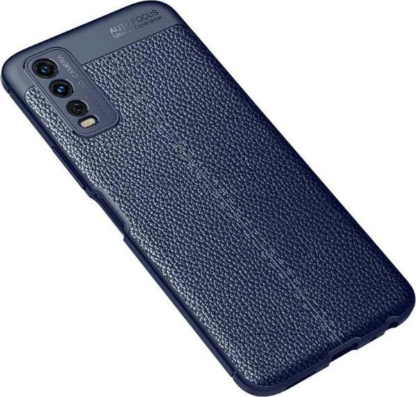 Coverzone Vivo Y20s Uyumlu Kılıf Niss Silikon Deri Görünümlü Lacivert - Image 1