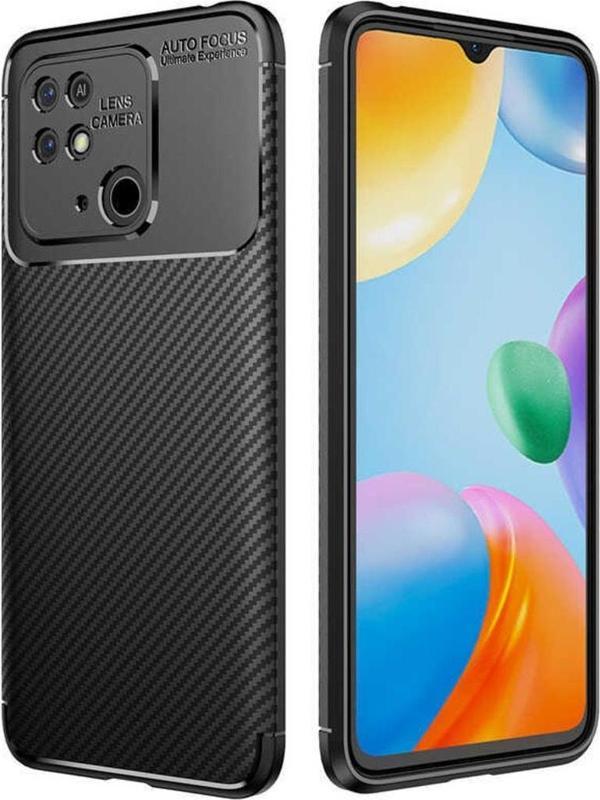 Coverzone Xiaomi Redmi 10c Ile Uyumlu Kılıf Karbon Delüx Tpu Silikon Siyah - Image 1