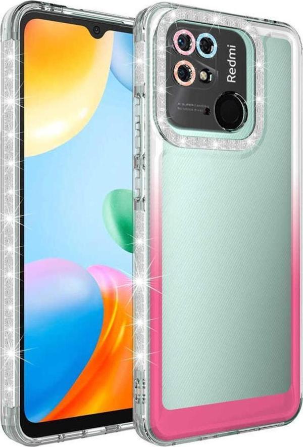 Coverzone Xiaomi Redmi 10c Ile Uyumlu Kılıf Taşlı Ve Renk Geçiş Tasarımlı Lens Korumalı Park Kapak - Image 1