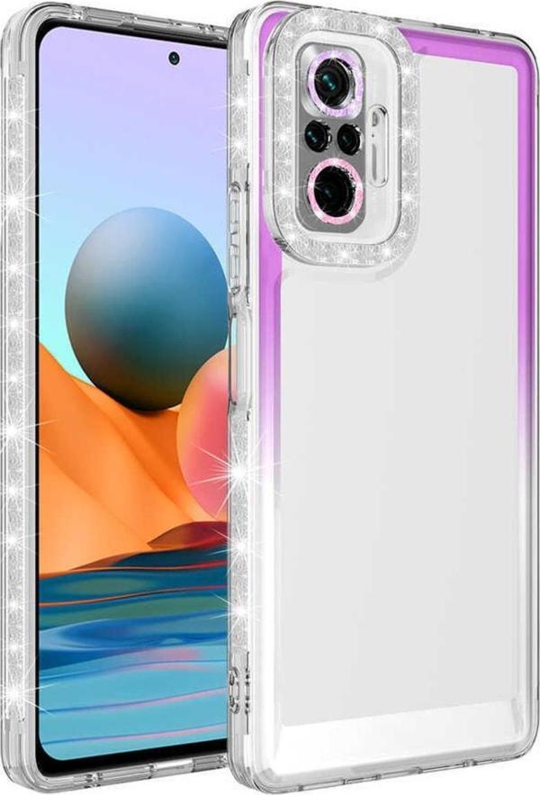 Coverzone Xiaomi Redmi Note 10 Ile Uyumlu Kılıf Taşlı Ve Renk Geçiş Tasarımlı Lens Korumalı Park Kapak - Image 1