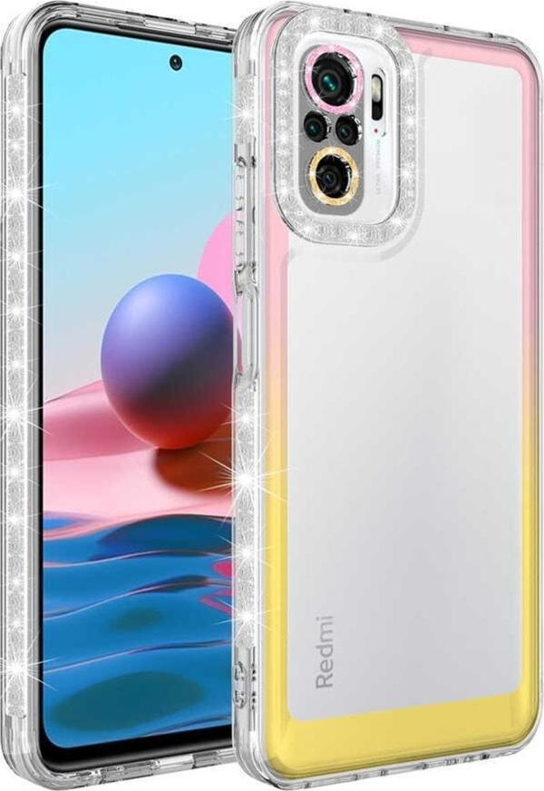 Coverzone Xiaomi Redmi Note 10s Ile Uyumlu Kılıf Taşlı Ve Renk Geçiş Tasarımlı Lens Korumalı Park Kapak - Image 1