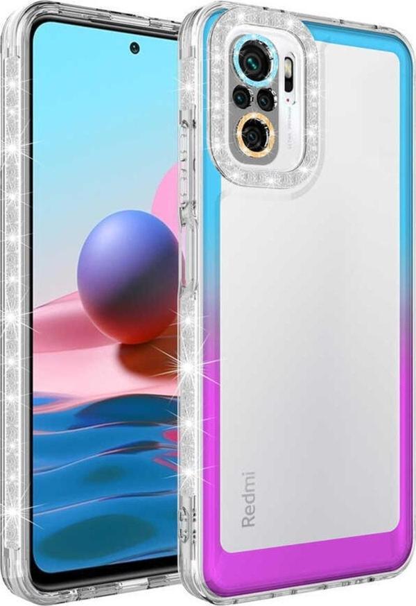 Coverzone Xiaomi Redmi Note 10s Ile Uyumlu Kılıf Taşlı Ve Renk Geçiş Tasarımlı Lens Korumalı Park Kapak - Image 1