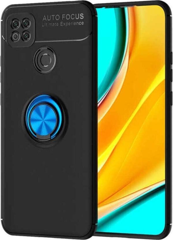 Coverzone Xiaomi Redmi 9c Kılıf Novel Yüzüklü Standlı Siyah Mavi - Image 1