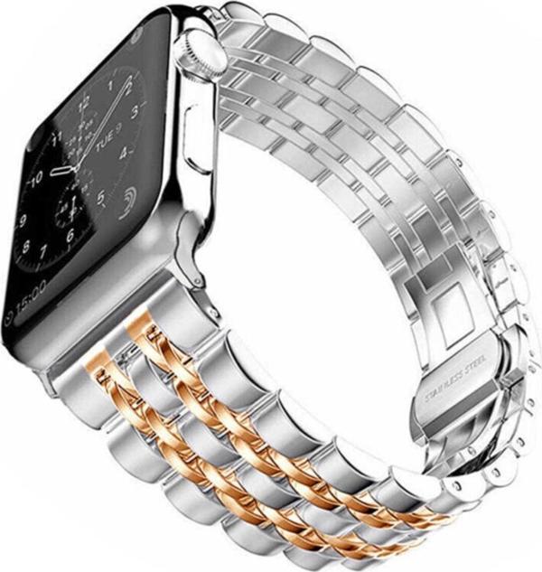 Coverzone Apple Watch 40mm Renkli Desenli Metal Kordon Rosegold - Image 1