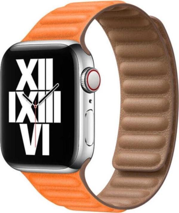 Coverzone Apple Watch 40mm Segment Deri Kordon Turuncu - Image 1